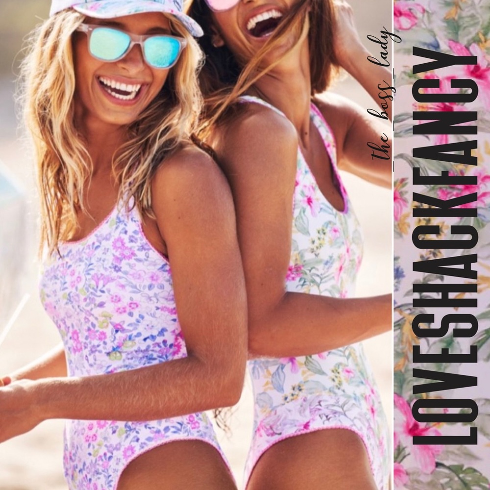LAST ONE! NWT LOVESHACKFANCY one piece swimsuit floral hibiscus bikini swimwear